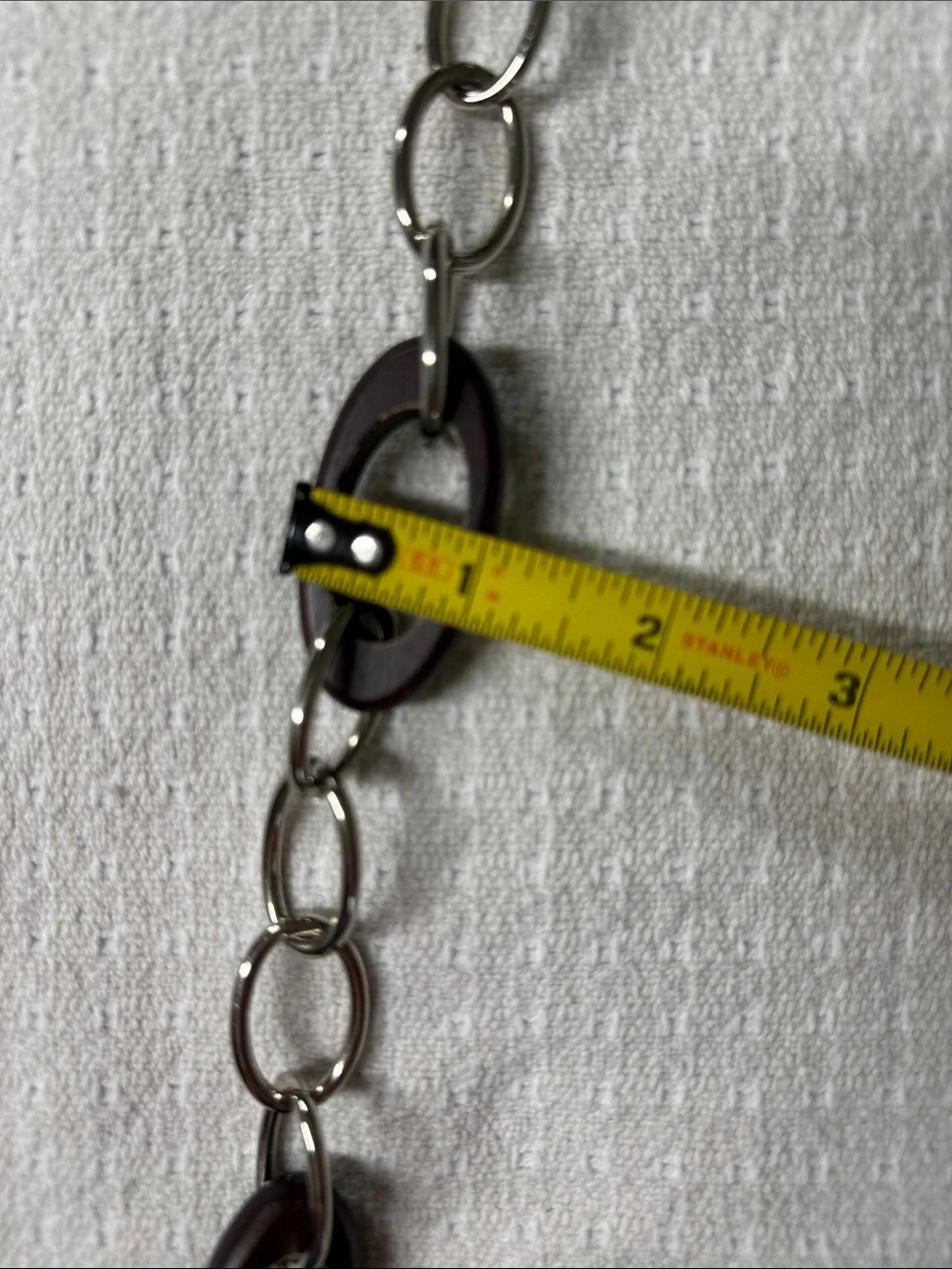 Nine west silver/ chrome and wood links chain belt fully adjustable